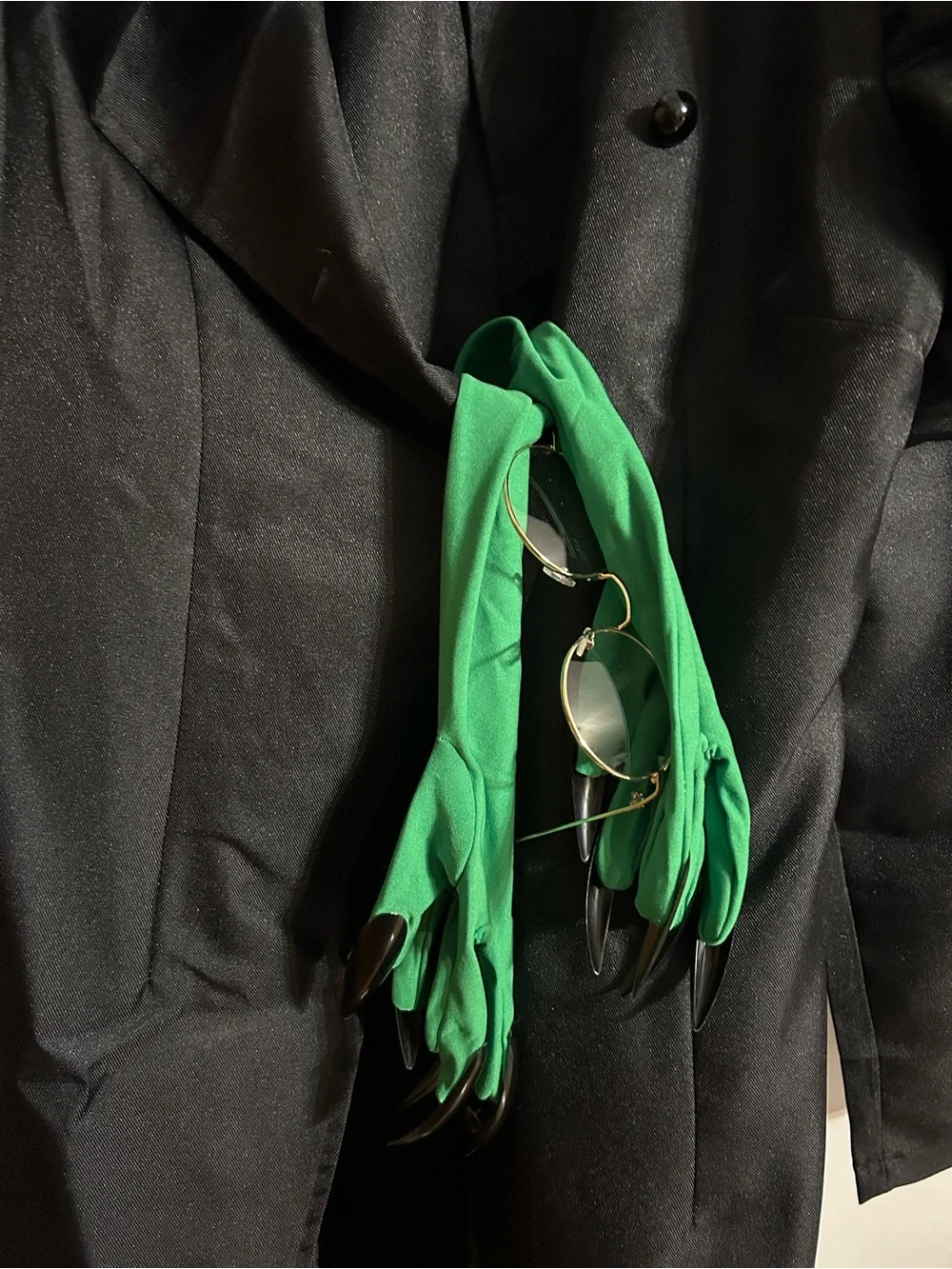 Elphaba Costume Kids Black Coat and skirt Costume w/ Green gloves, glasses, hat
